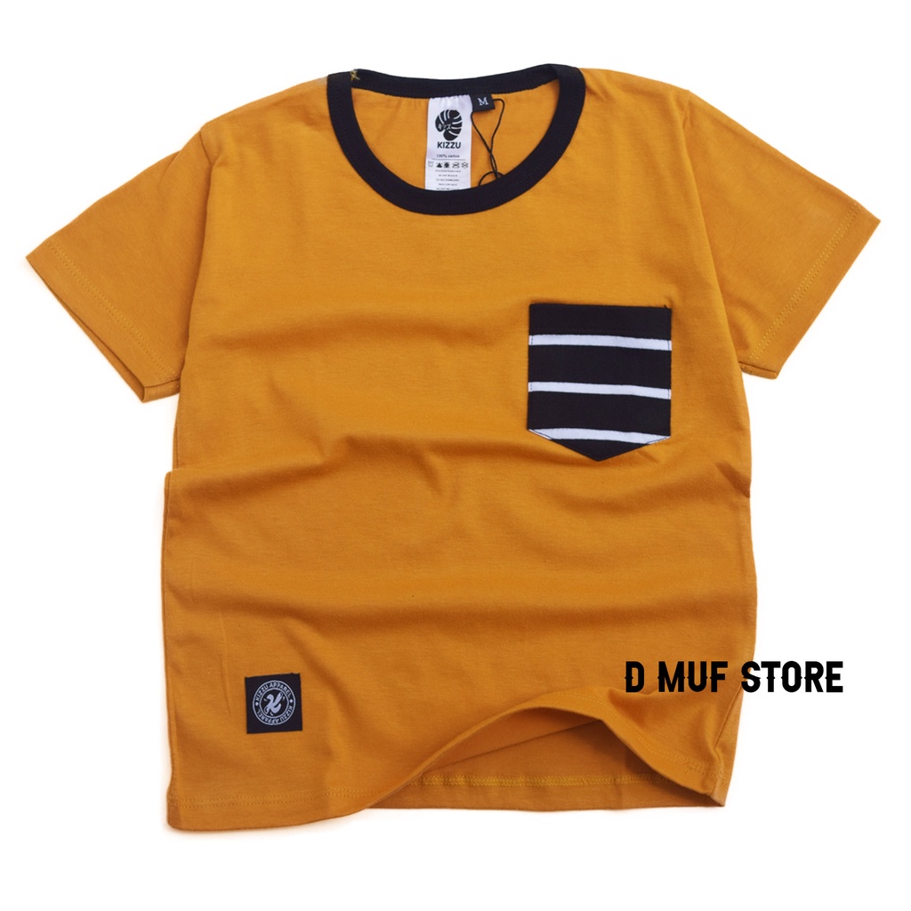 Kizzu Kaos Anak Saku Premium Cotton 30s Usia 1-12 Tahun Saku CS Kuning- dmufstore