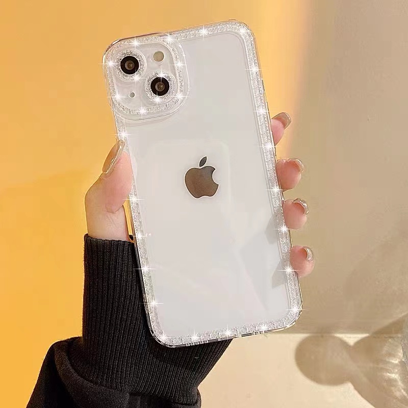 Casing Silikon Iphone 13 Pro Max 13 Pro Max 12 Pro Max 11 Pro Max 7 Plus 8 Plus Xr Aksen Berlian Imitasi