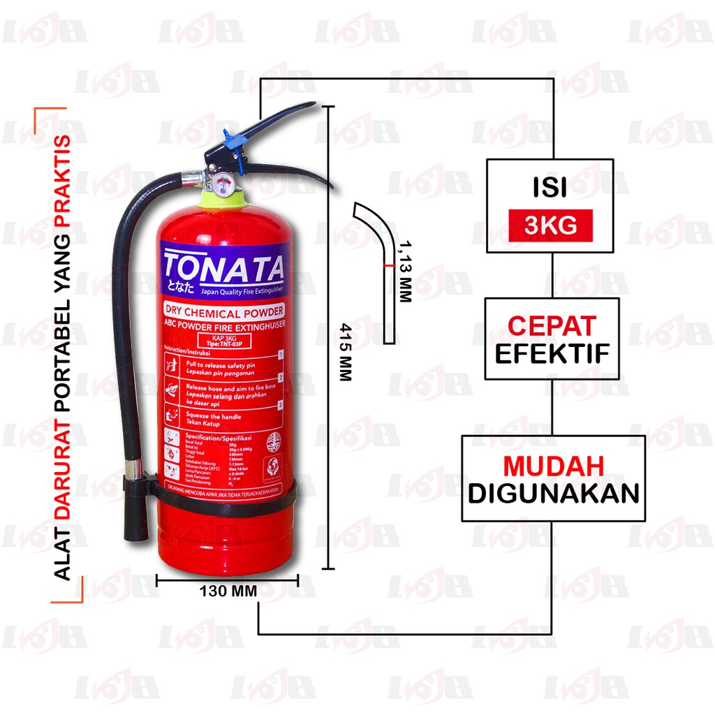 APAR 3kg ABC Powder Alat Pemadam Kebakaran Api Serbuk Bubuk Kimia Ringan Portable