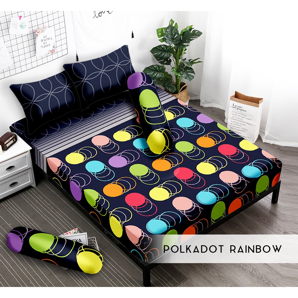  Sprei  Monalisa Premium Polkadot  Rainbow 180x200 Shopee 