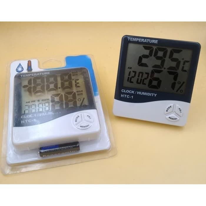 HTC-1 Digital Temperature Clock Humidity Termometer Jam Alarm Suhu