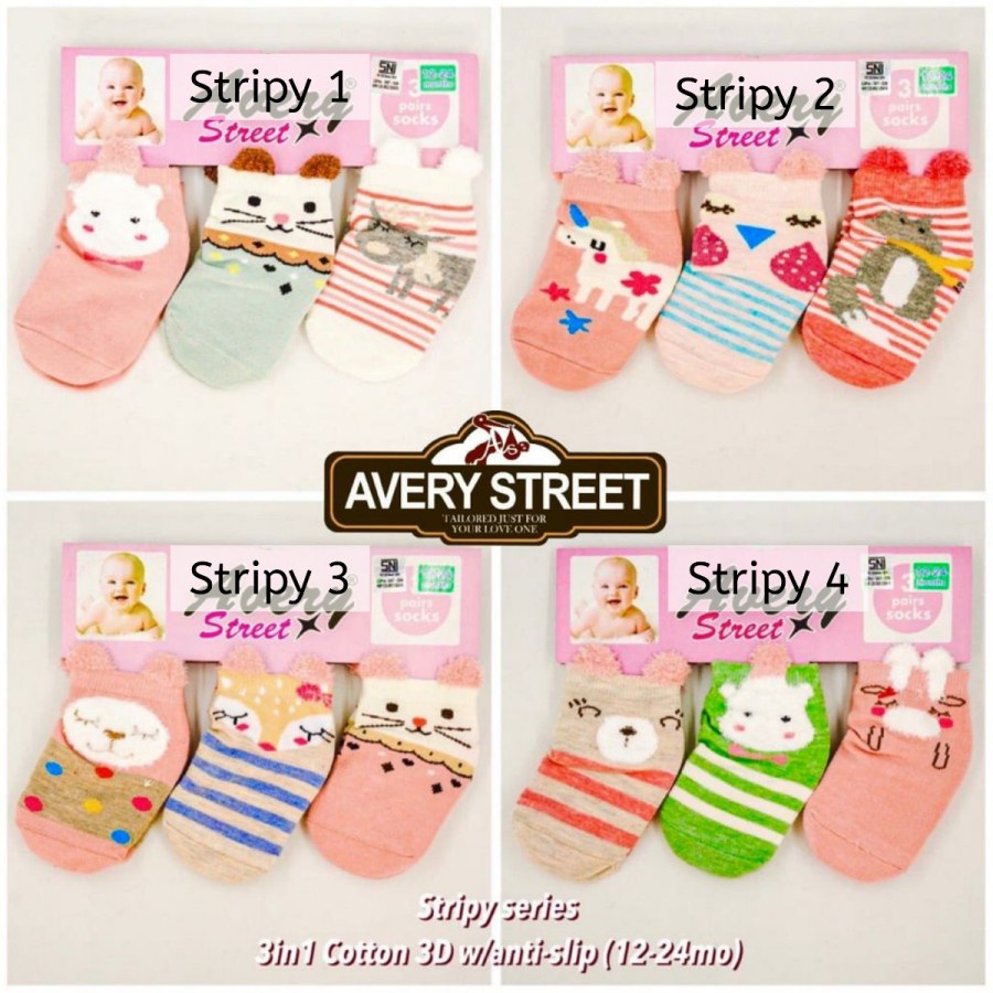 3 PCS Kaos kaki bayi baby socks sepatu baby perempuan laki-laki  - AVERY