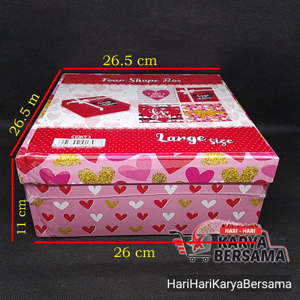 

BOX KADO KIKY FOUR SHAPE LOVE BOX LARGE ( MOTIF RANDOM )