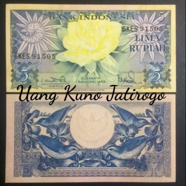 Uang Kuno 5 Rupiah Seri Bunga Tahun 1959