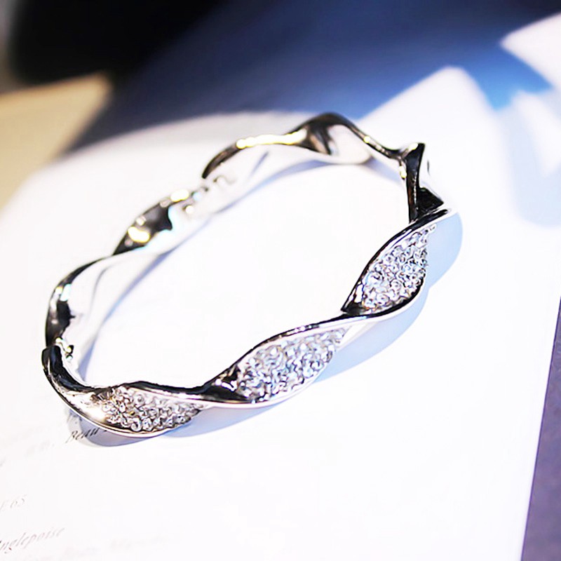 AZ032 Korea Gelang Wanita Titanium Steel Berlian Spiral Perhiasan Hadiah-3