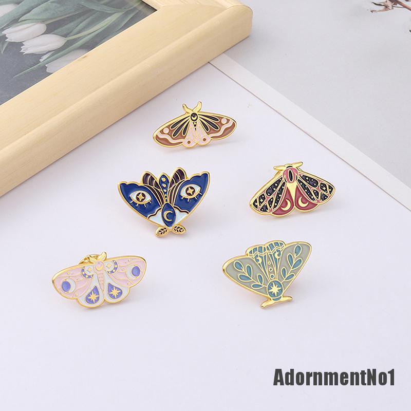 (Adornmentno1) Bros / Pin Enamel Bentuk Serangga Ngengat Kartun Untuk Aksesoris Tas / Ransel / Pakaian