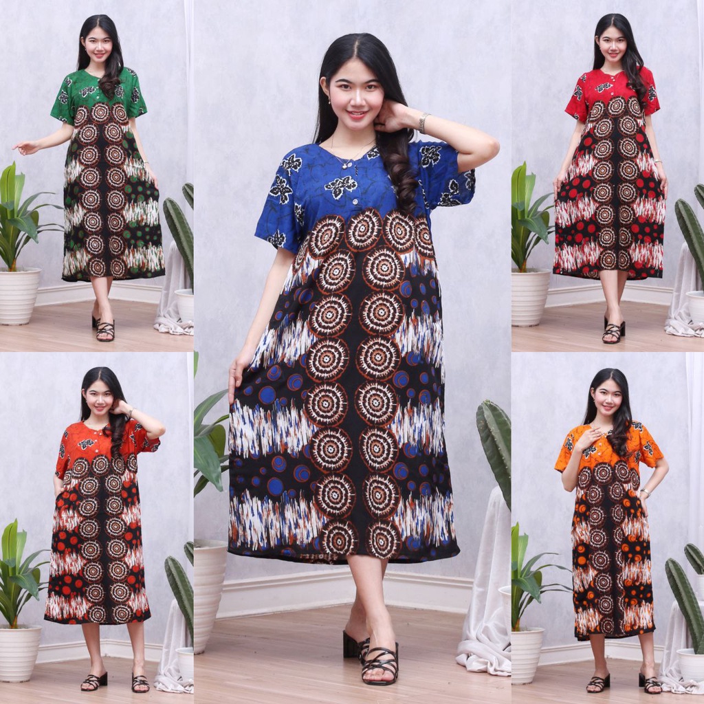 Batik Prass - Daster Floral Lengan Pendek Kancing Depan Busui Friendly || LD 108 - PB 110-2