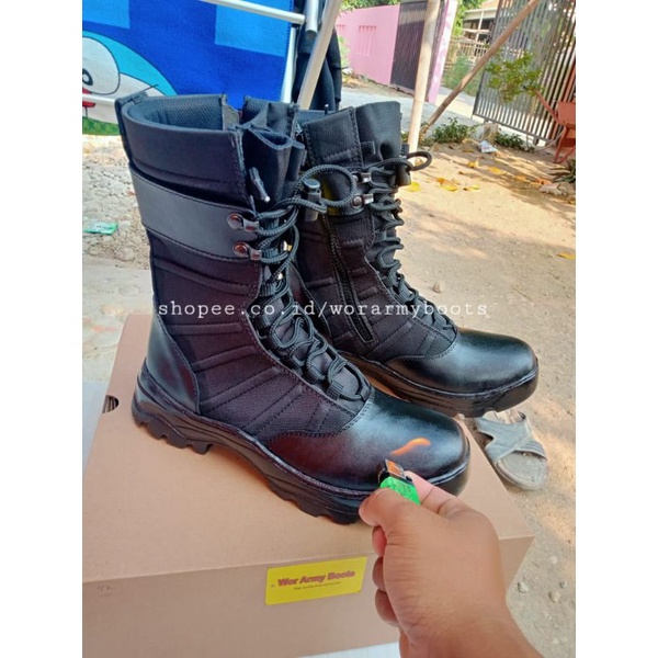 Sepatu PDL Ninja Titans TNI AD Full kulit Sapi Asli  by Wor Army Boots