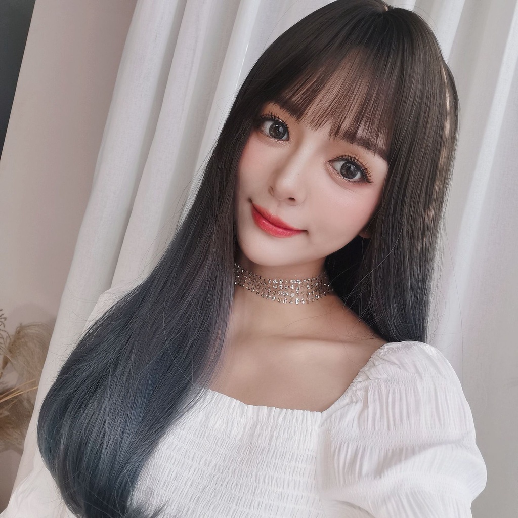 WDA-25 wig daily kpop korea jepang gradasi abu gray rambut palsu lurus panjang