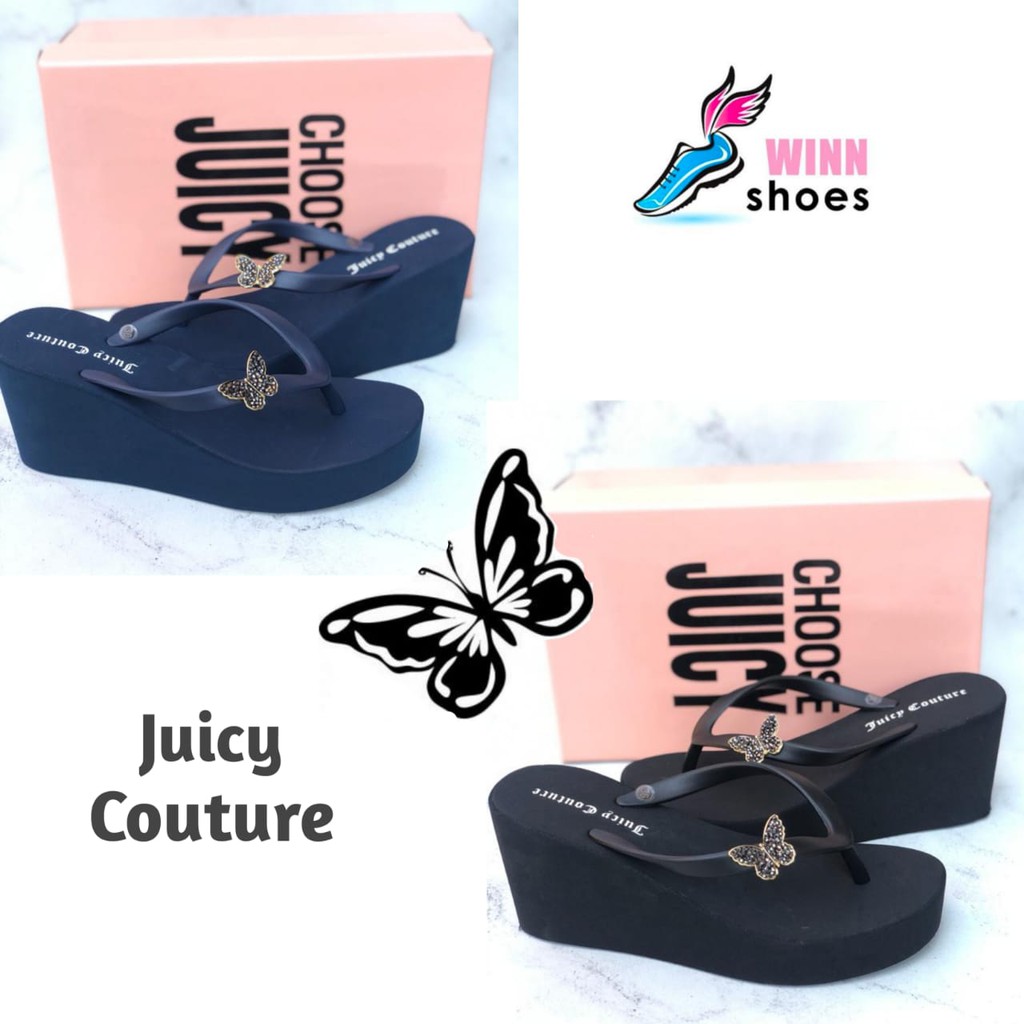Juicy Couture Kupu-Kupu Butterfly Sandal Wedges Wanita Hak Platform Jepit HD673