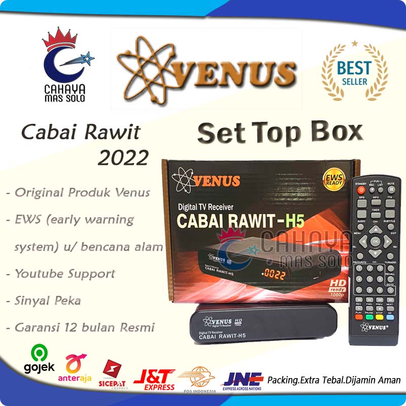 STB TV DIGITAL Set Top Box DVBT2 VENUS CABAI RAWIT Digital STB Receiver Antena UHF TV Cabe T2 terbai
