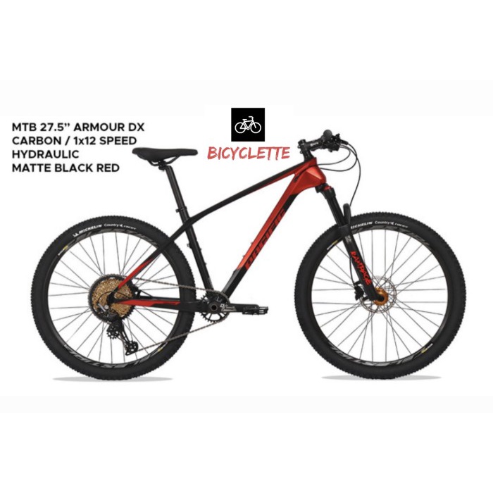 SEPEDA MTB PACIFIC ARMOUR DX 27,5 inch CARBON GUNUNG RINGAN 12 SPEED - BLACK-RED