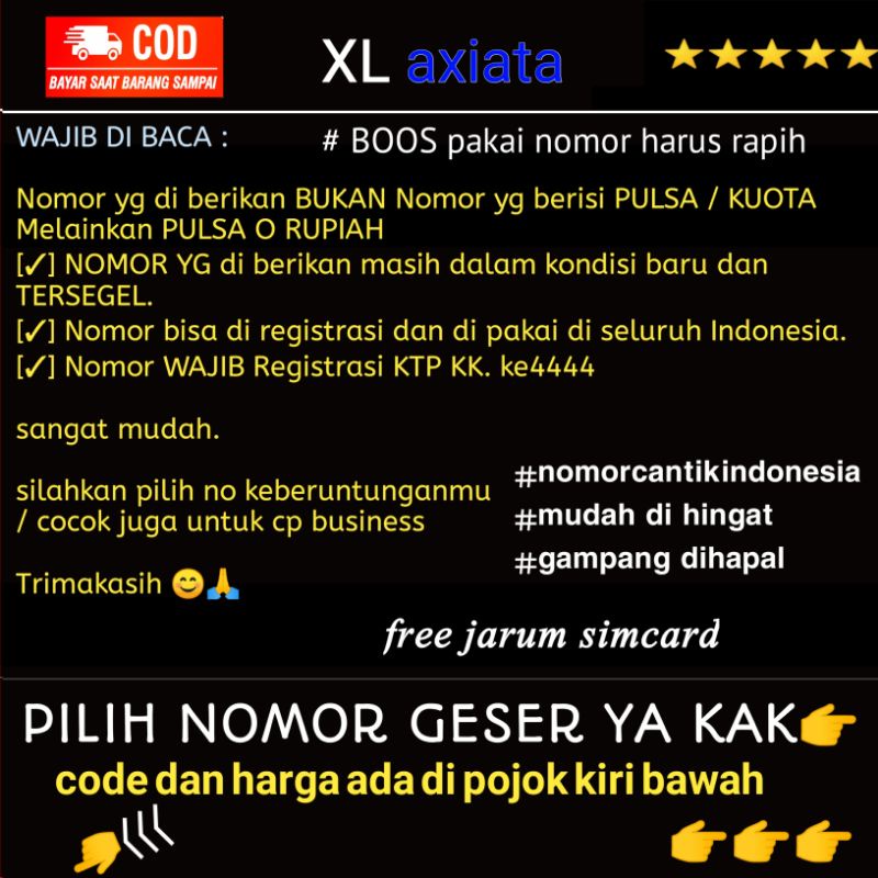 Nomor cantik XL 4G Nomer cantik XL Nomor XL cantik kartu perdana XL rapih