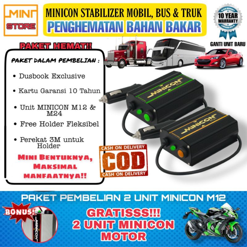 VOLT STABILIZER AKI ACCU MINICON PENGHEMAT BAHAN BAKAR MOBIL BUS TRUK ASLI ORIGINAL GARANSI 10 TAHUN