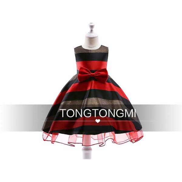 Dress Warna Merah Hitam Gaun Pesta Anak Bahan Satin Impor Dress Lapis Furing Baju Terusan Anak
