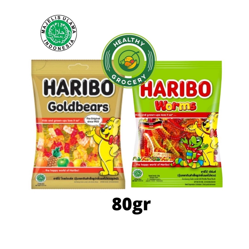 

Haribo Gummy Candy 80gr / Permen / Goldbears / Worms