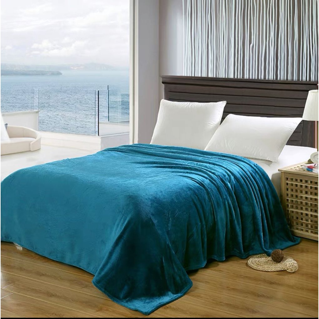 Selimut Bulu Halus Ukuran 160x200cm / Selimut Bulu Dewasa Tebal Super Lembut-toska