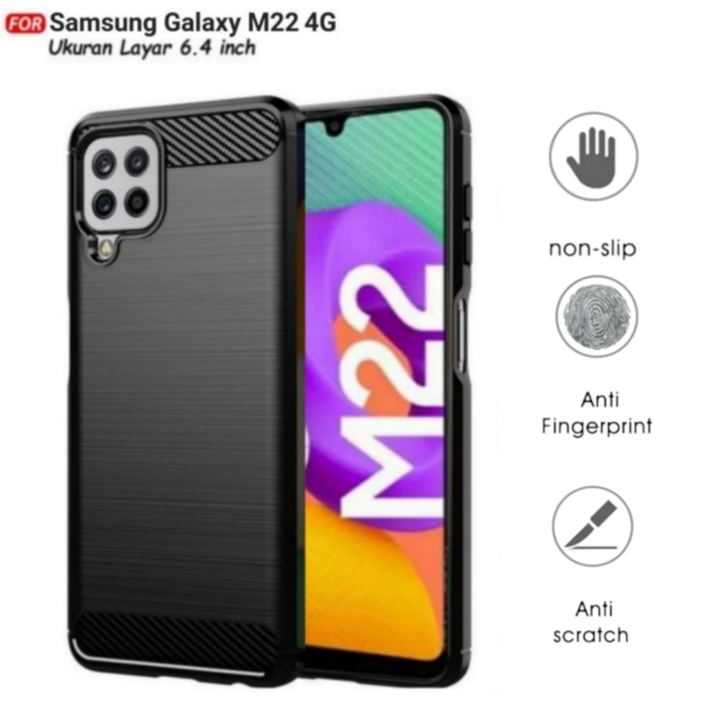 Case SAMSUNG M22 SoftCase Premium Ipaky Carbon Handphone