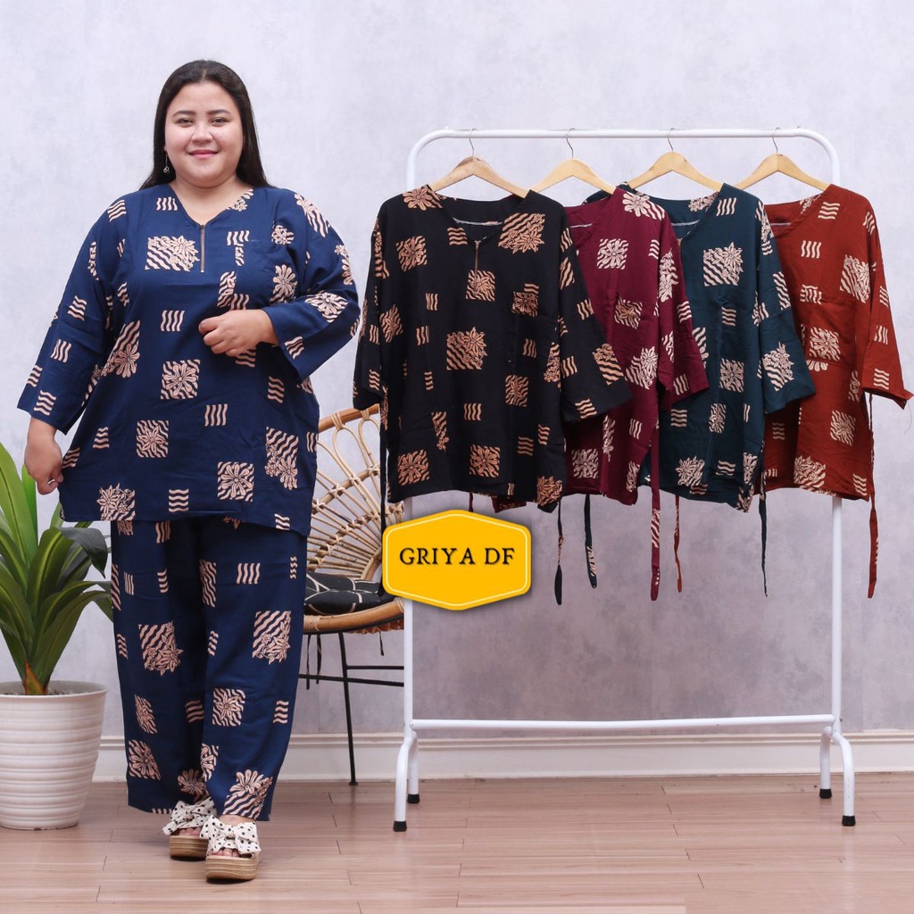 Setelan one set piyama baju tidur wanita kekinian jumbo bigsize oversize ld 130cm XXXL BB 85kg