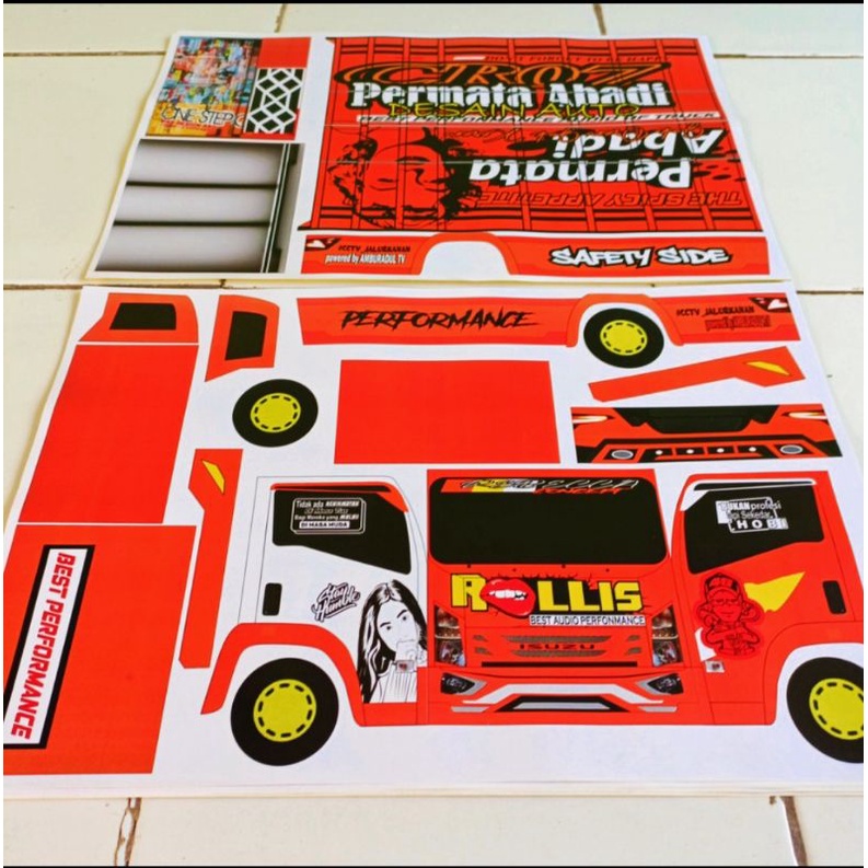 

stiker miniatur truck oleng /Rollis terbaru ukuran besar