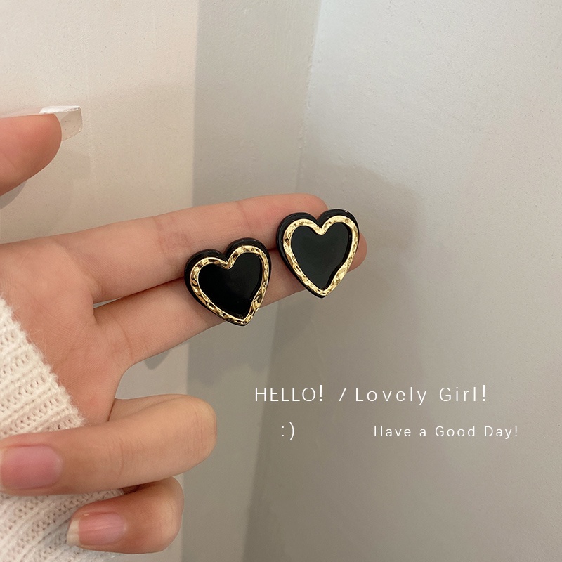 Anting Stud Desain Hati Besar Bahan S925 Silver Gaya Korea Untuk Wanita