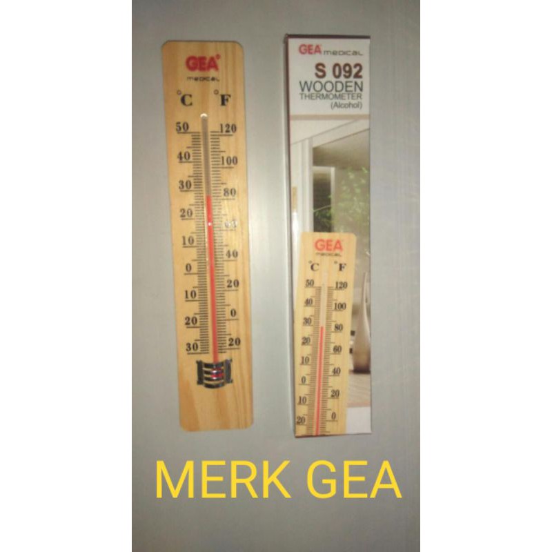 Thermometer Termometer Kayu Merk GEA Derajat Celcius/F Pengukur Suhu ruangan