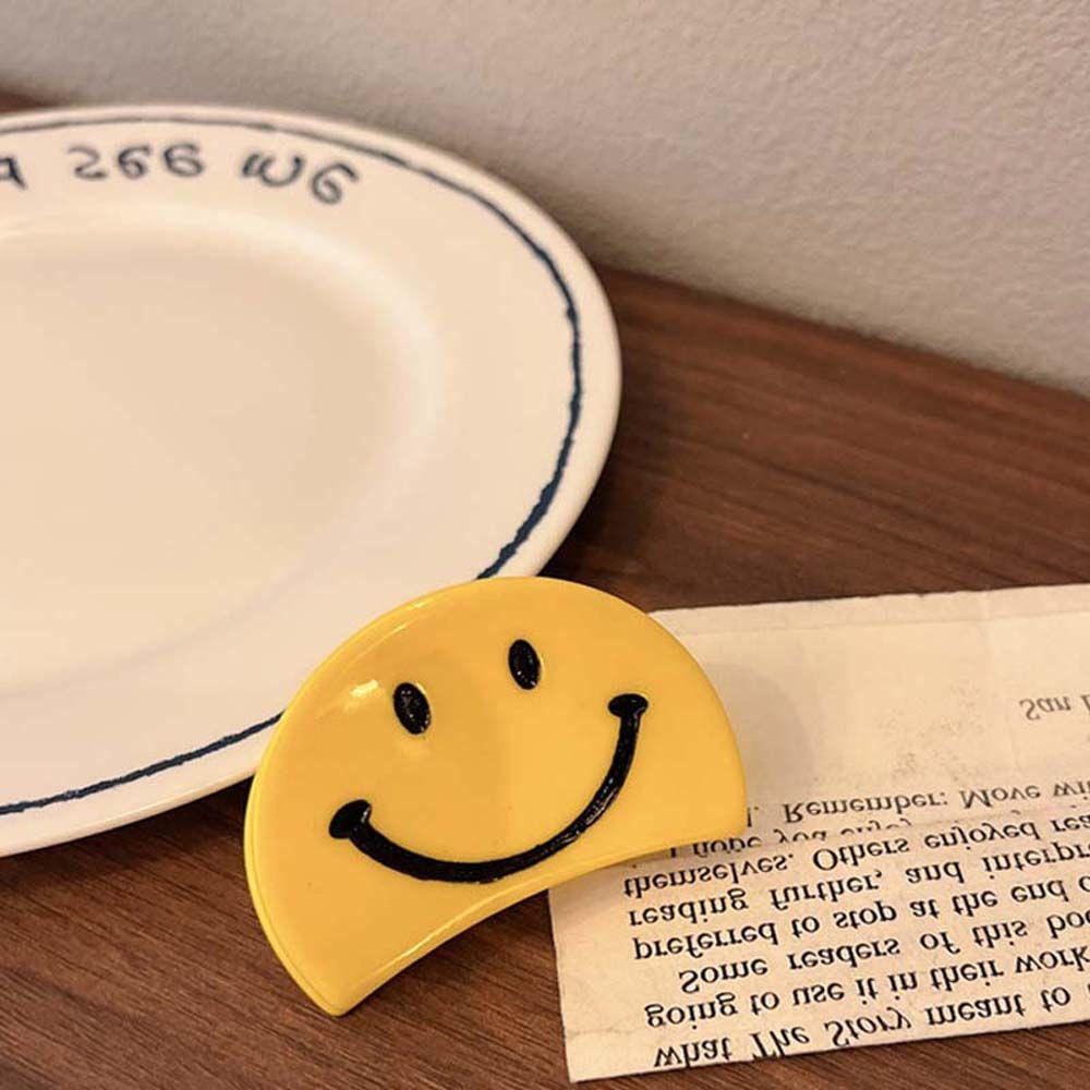 Agustinina Smiley Jepit Rambut Gadis Wanita Perempuan Lucu Indah Fashion Smiley Warna Solid Smile Face Claw Clip Jepit Hiasan Rambut