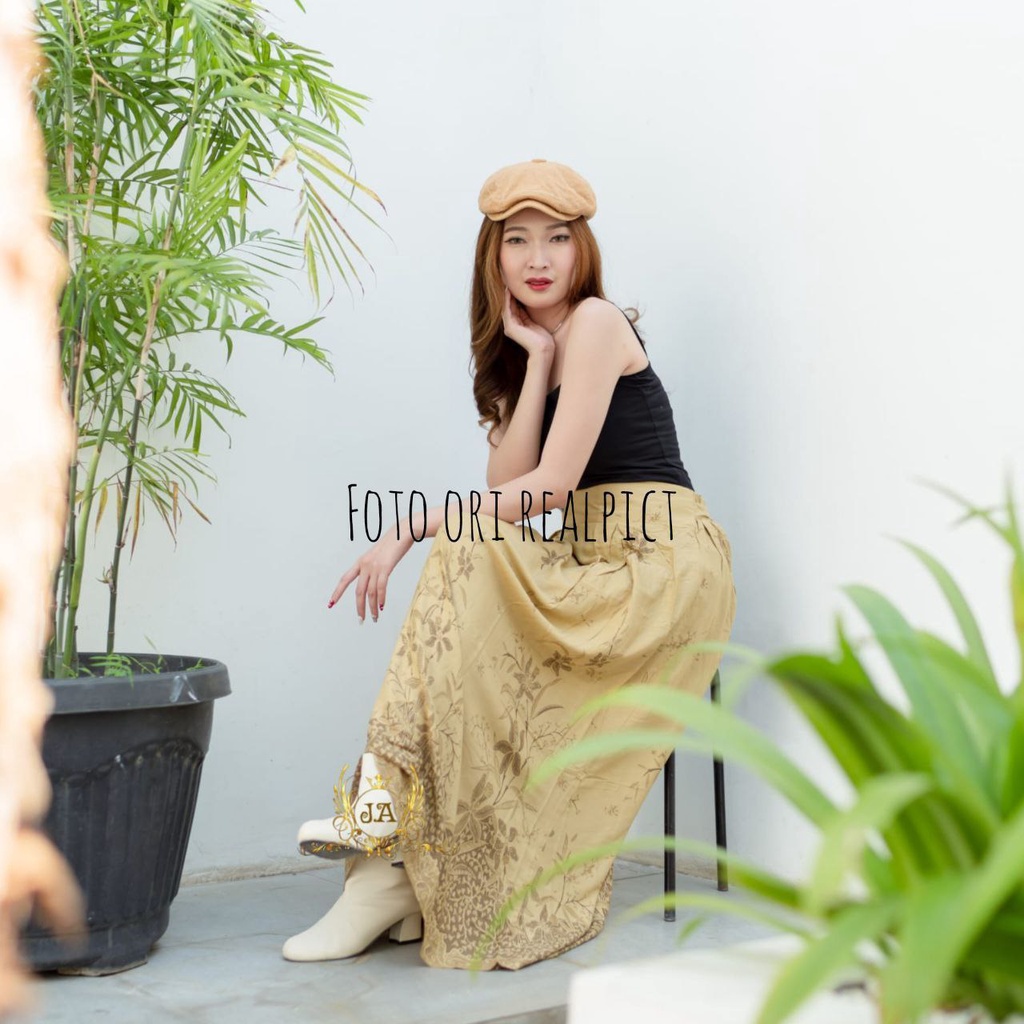 Rok Batik Rayon Jumbo Panjang Lebar Dewasa Bawahan Batik Rayon Premium Sogan Modern Klasik By Safira