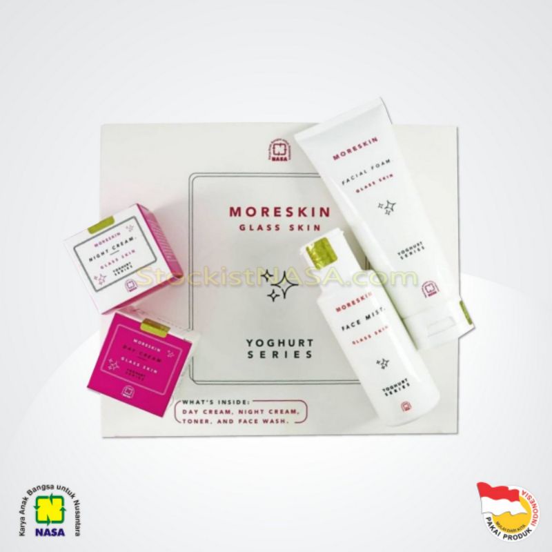 Moreskin Glaskin Paket skincare Wajah glowing Original Nasa kemasan baru BPOM