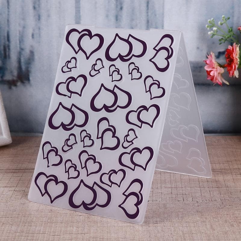 Double Heart Plastic Embossing Folder