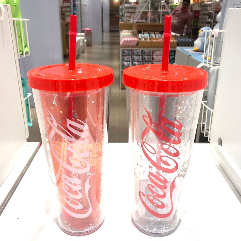 LARGE STRAW WATER BOTTLE 720ML TUMBLER COCA COLA MINISO TUMBLER MINISO
