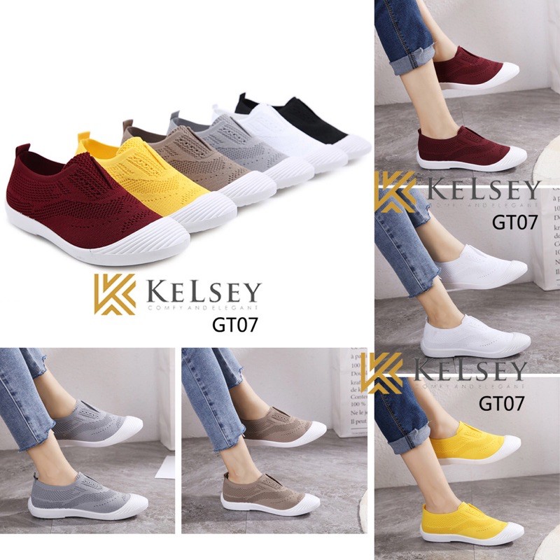 (GRATIS ALAS KAKI) RESTOCK!!  NICOLE SEPATU SLIP ON KELSEY GT07 SEPATU FLYKNIT FLAT SHOES WANITA IMPORT