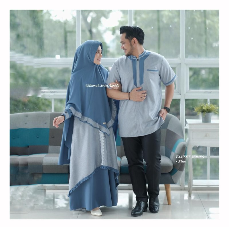 Family Set Blue I Gamis Syari Blue