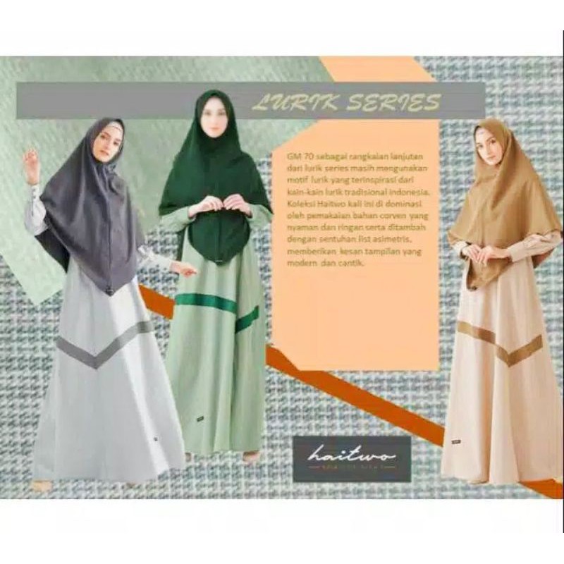 GAMIS SET HIJAB HAIHAI/HAITWO GM-70 (ASPEN GREEN, CARAMEL BROWN, ICE GREY)