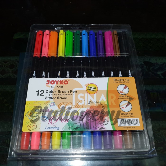 

kaligrafi-perlengkapan- spidol 12 colour brush pen clp-13 joyko -perlengkapan-kaligrafi.