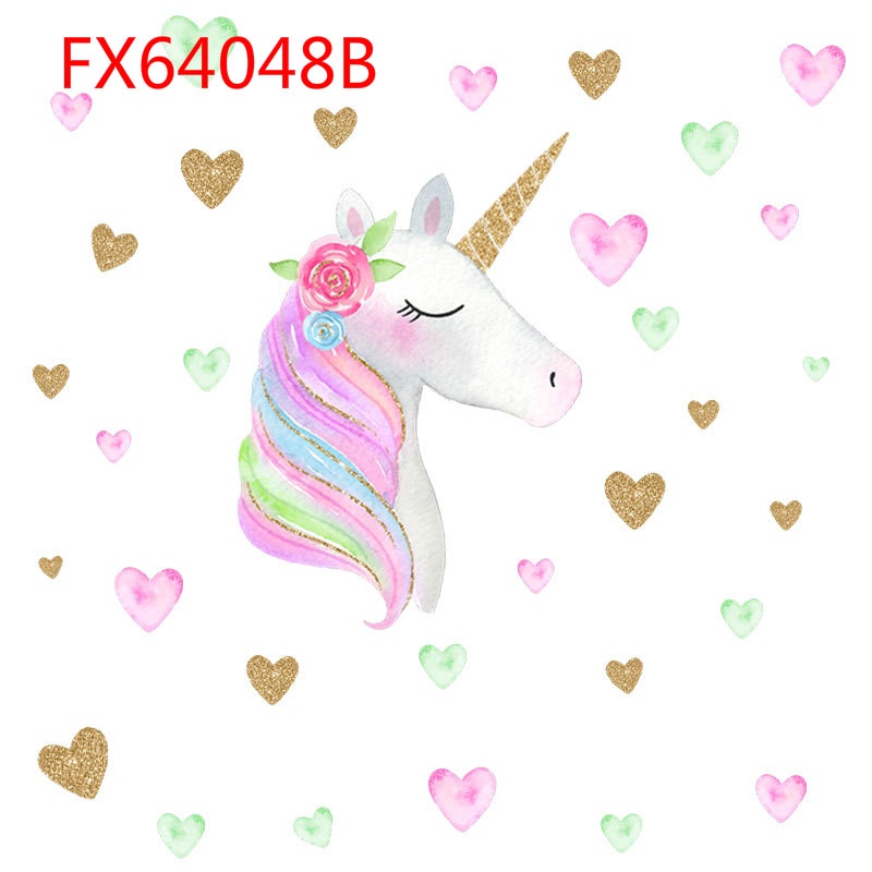 Rainbow Unicorn Love Heart Wall Stickers Modern Art Vinyl Decal Wall Mural