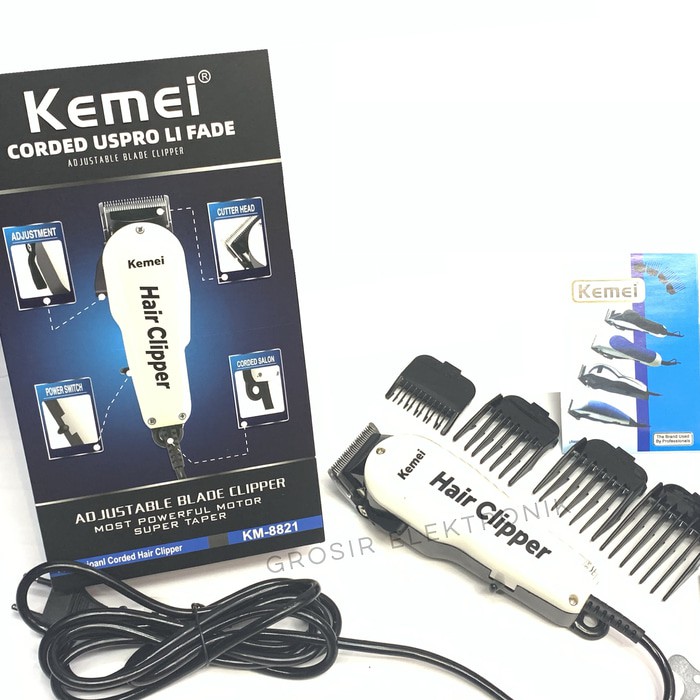 Kemei 8821 Original Alat Cukur Rambut (Kabel Listrik) KM8821L Super Taper Hair Clipper KM8821