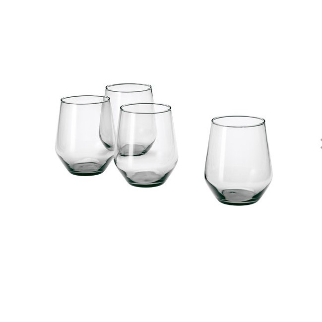 IVRIG Gelas IKEA, abu-abu/tosca, kaca 45cl, 4pcs