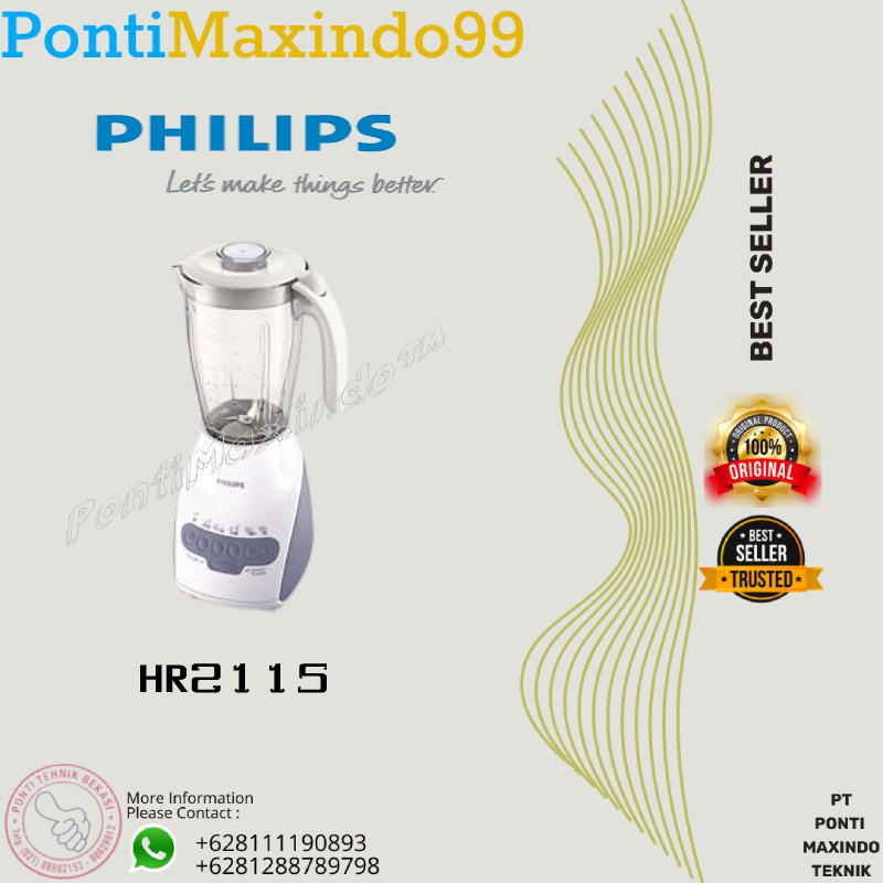 BLENDER PHILIPS HR2115 350 W 2 L PLASTIC JAR MULTI MILL
