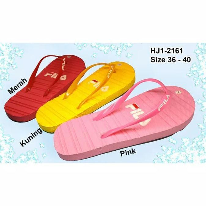 Barang Berkualitas Sandal Jepit Fila Kuning / Sandal Jepit Spons Kuning Wanita - Merah MURAH