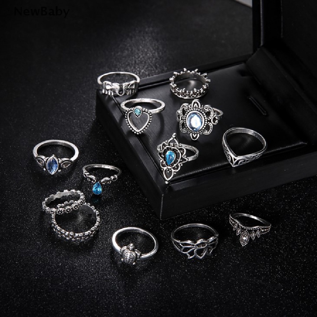 Newbaby 13pcsset Cincin Wanita Aneka Desain Gaya Retrobohobohemian Untuk Pesta