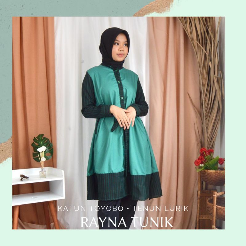 Tunik  Katun Tenun Lurik Rayna Mint