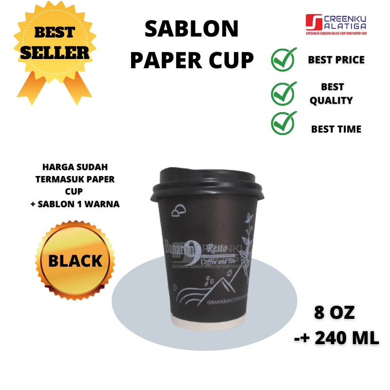 Sablon Kopi Panas Paper Cup 8 oz Black Starindo