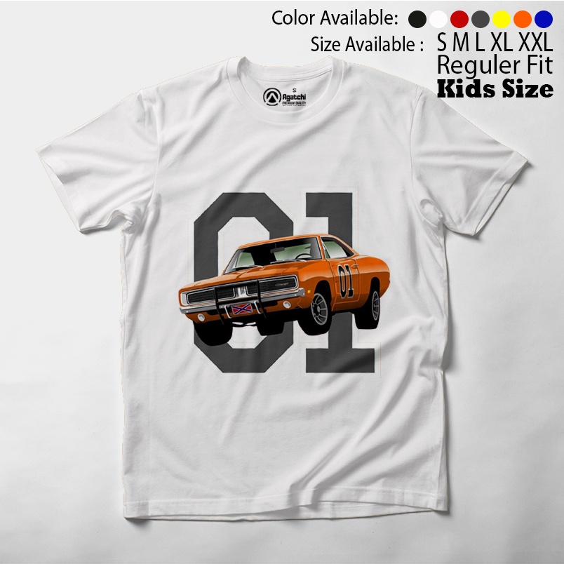 Baju Anak / Kaos Atasan Anak / Kids T Shirt The Duke of Hazzard General Lee Mobil Balap Terbang