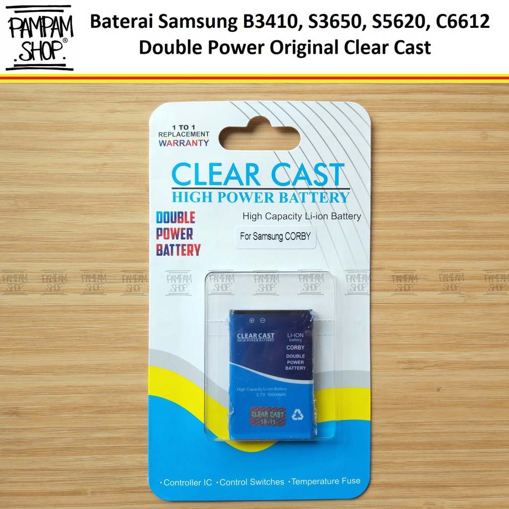 Baterai Clear Cast Double Power Samsung Galaxy Corby Plus Monte B3410 S3650 S5620 C6612 Batre Batai