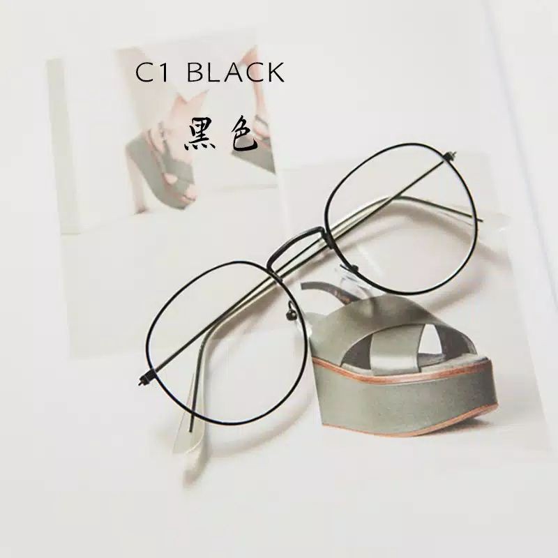 Kacamata Korea Frame Oval Lensa Bening Korean Fashion Sunglasses