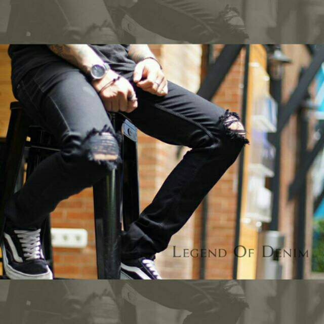 Celana Ripped Jeans Skinny Slimfit Premium Sobek Robek Lutut Big Jumbo Xxxxl Besar Cowok Pria Abu Hitam Shopee Indonesia