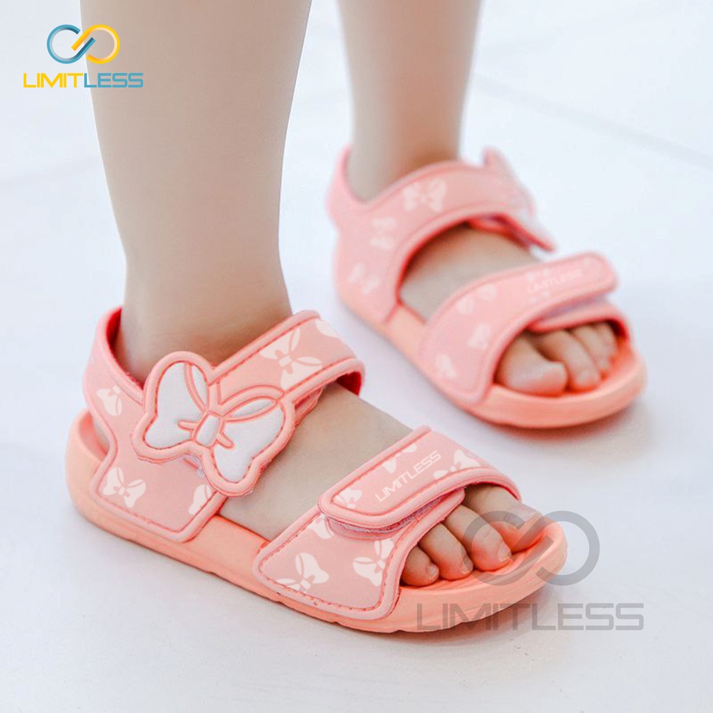 Sepatu Sandal Anak Perempuan Karakter Kupu-Kupu Sandal Gunung Anak Cewek Pink Empuk Anti Slip