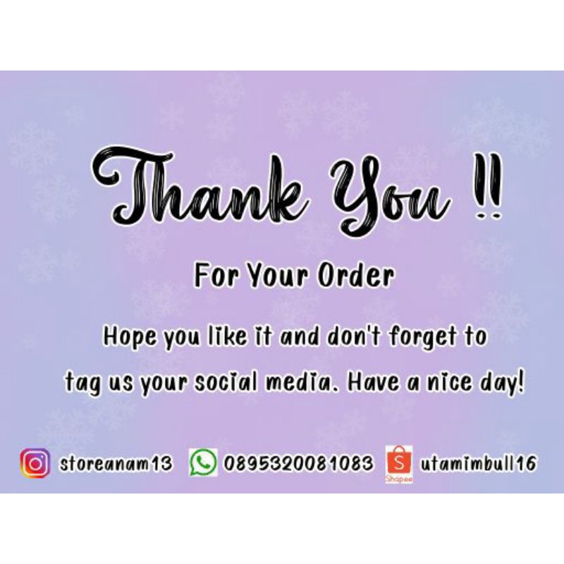 

thanks card / kartu ucapan olshope / kartu souvernir