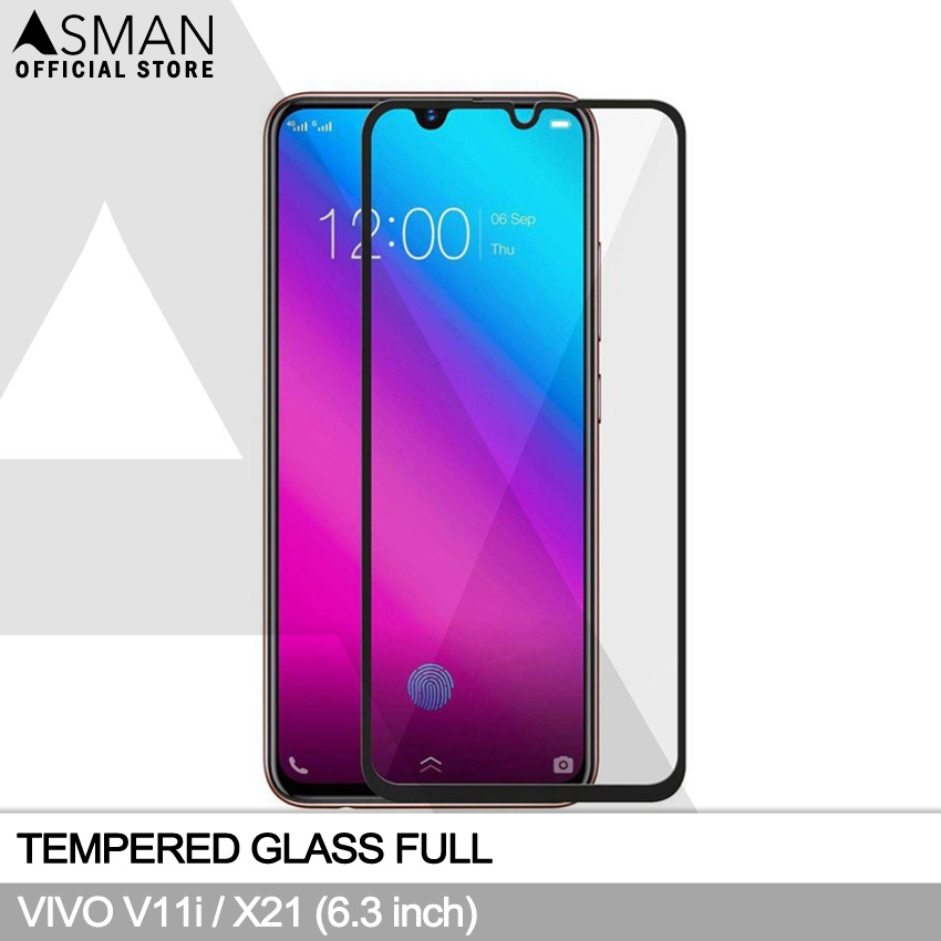 Tempered Glass Full VIVO V11i / X21 (6.41&quot;) | Anti Gores Kaca - Hitam